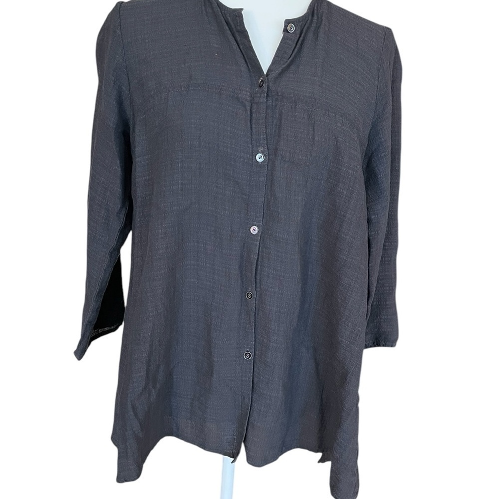 Eileen Fisher Black/ Grey Button Down Blouse/ Tunic Size Small